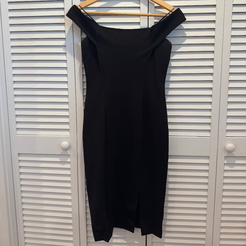n/nicholas black off the shoulder midi dress